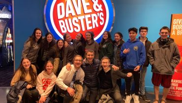 Albany Fellows and teens at Dave and Buster’s