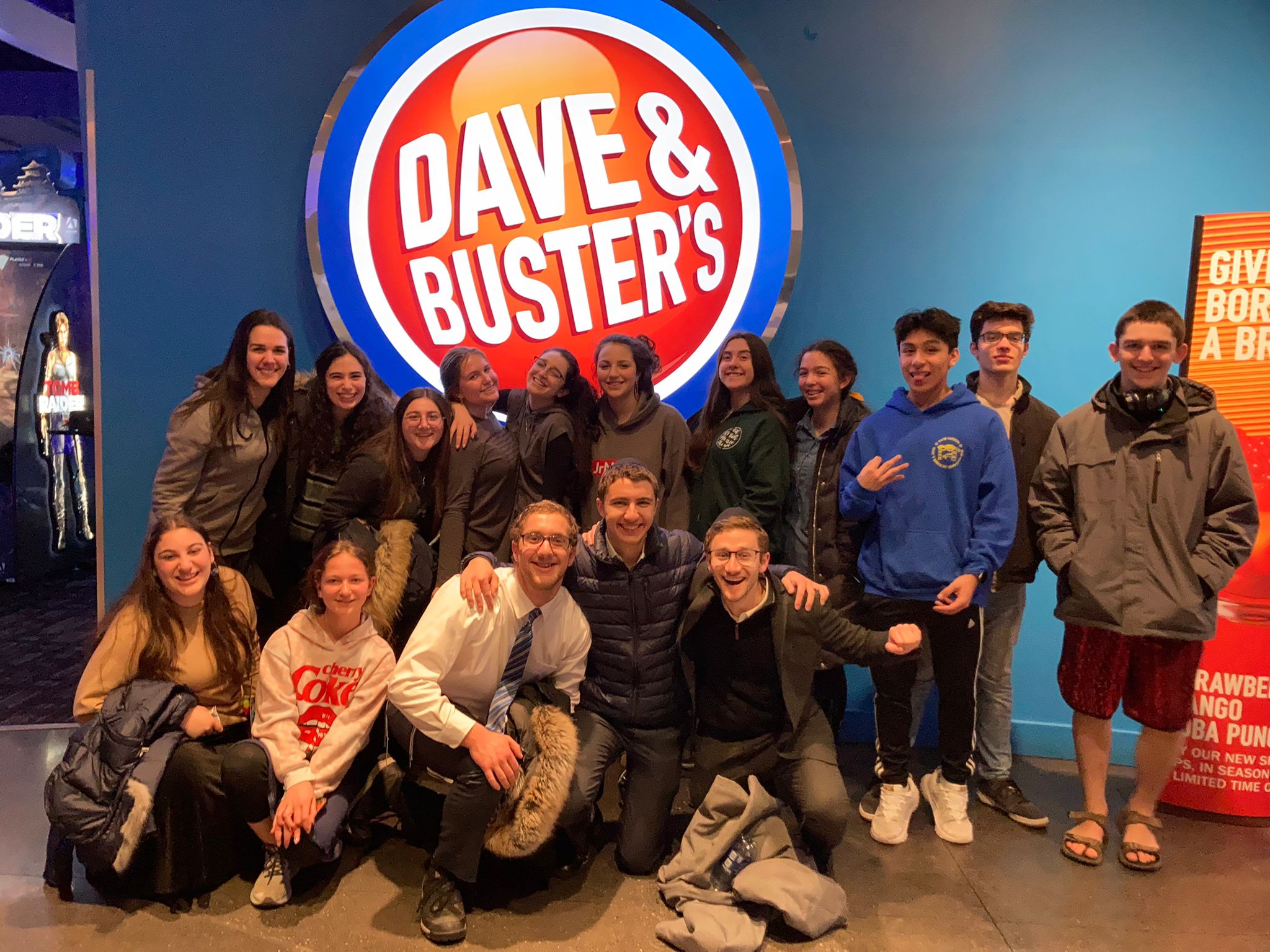 Albany Fellows and teens at Dave and Buster’s Shevet Glaubach Fellowship